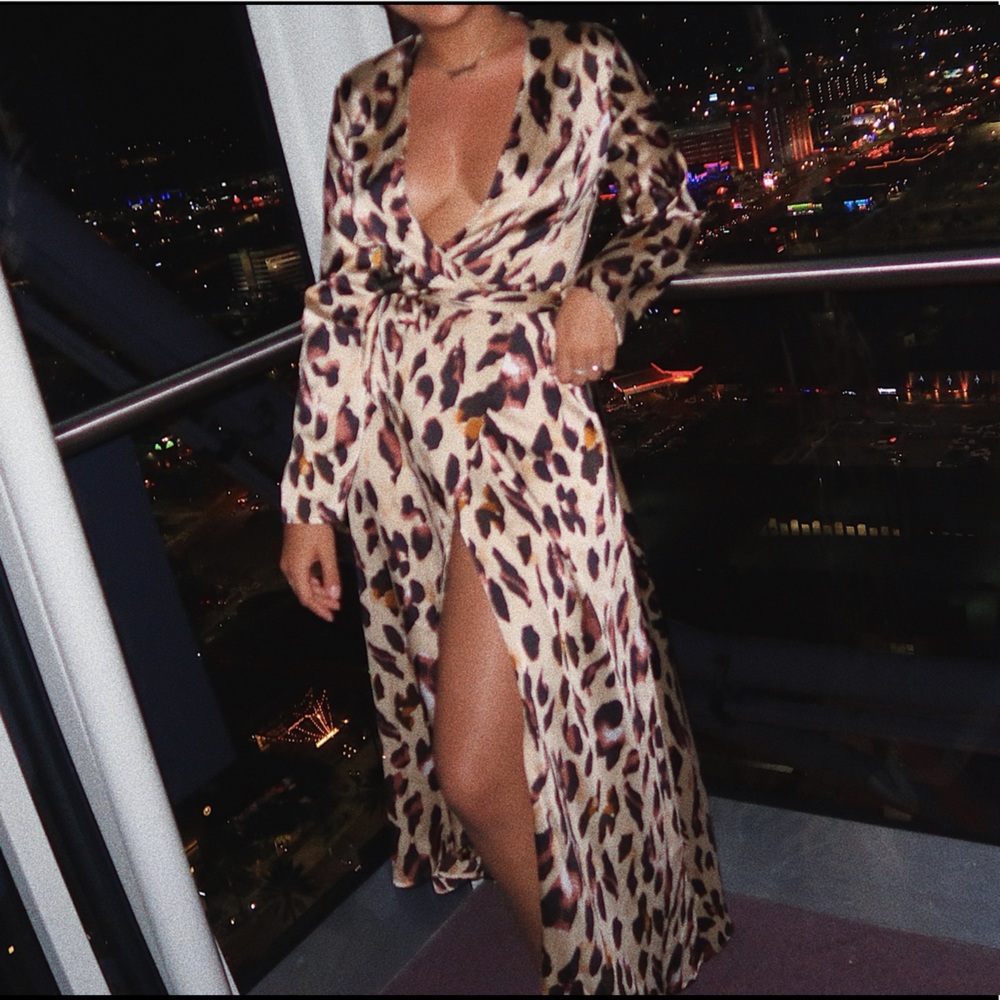 Leopard print wrap dress